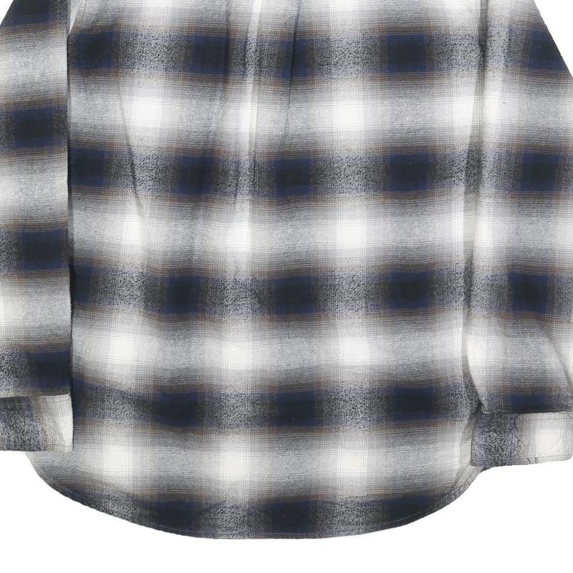 JACHS Mens Blue Black White Plaid Shirt L Cotton Blend Casual Button Front