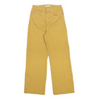 7 FOR ALL MANKIND Womens Relaxed Yellow Cotton Blend Jeans W23 L26 Wide Leg Zip