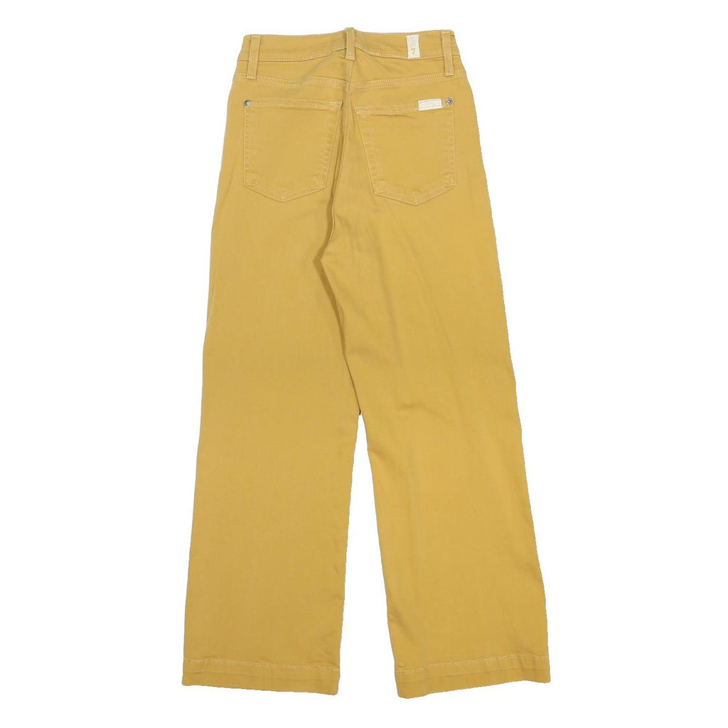 7 FOR ALL MANKIND Womens Relaxed Yellow Cotton Blend Jeans W23 L26 Wide Leg Zip