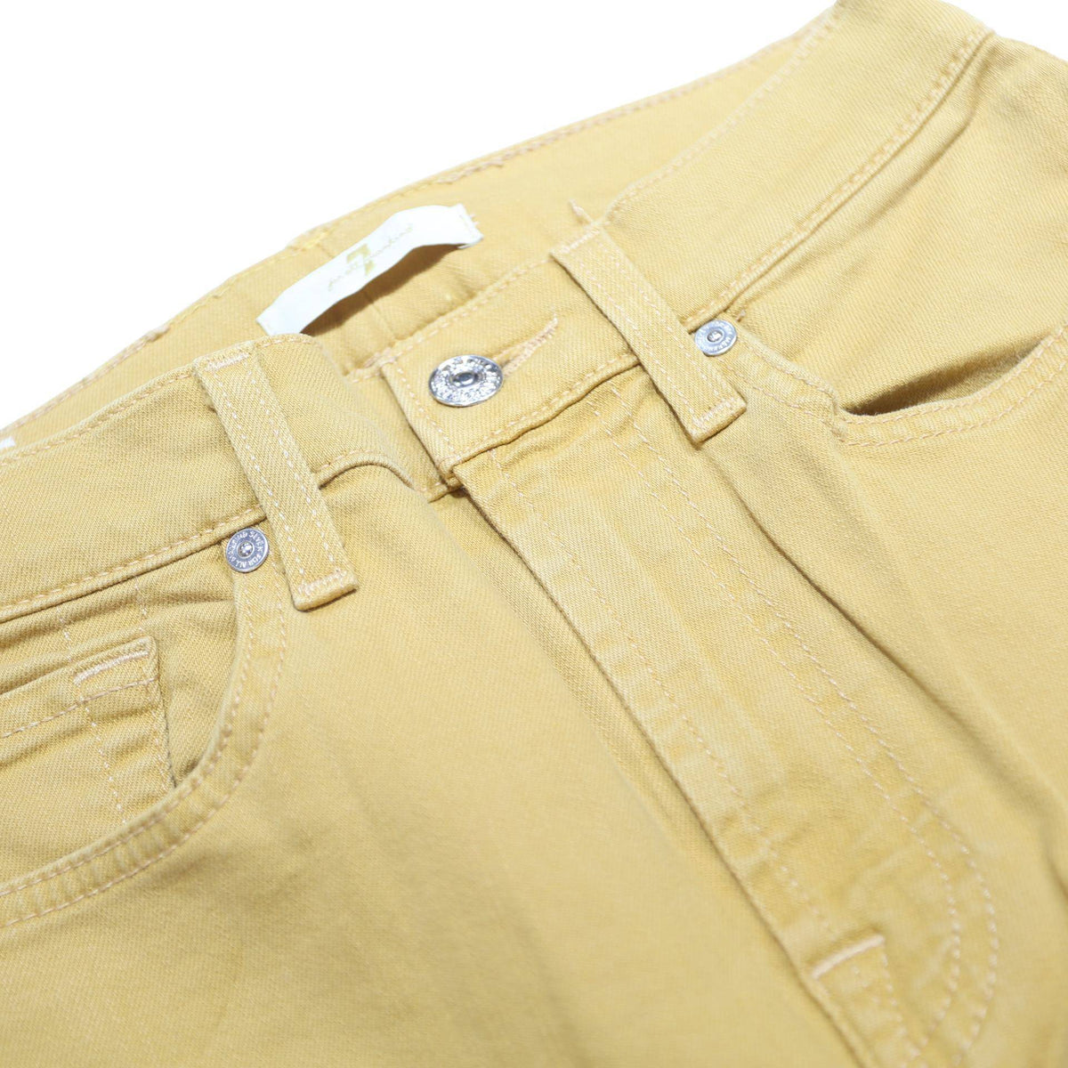 7 FOR ALL MANKIND Womens Relaxed Yellow Cotton Blend Jeans W23 L26 Wide Leg Zip
