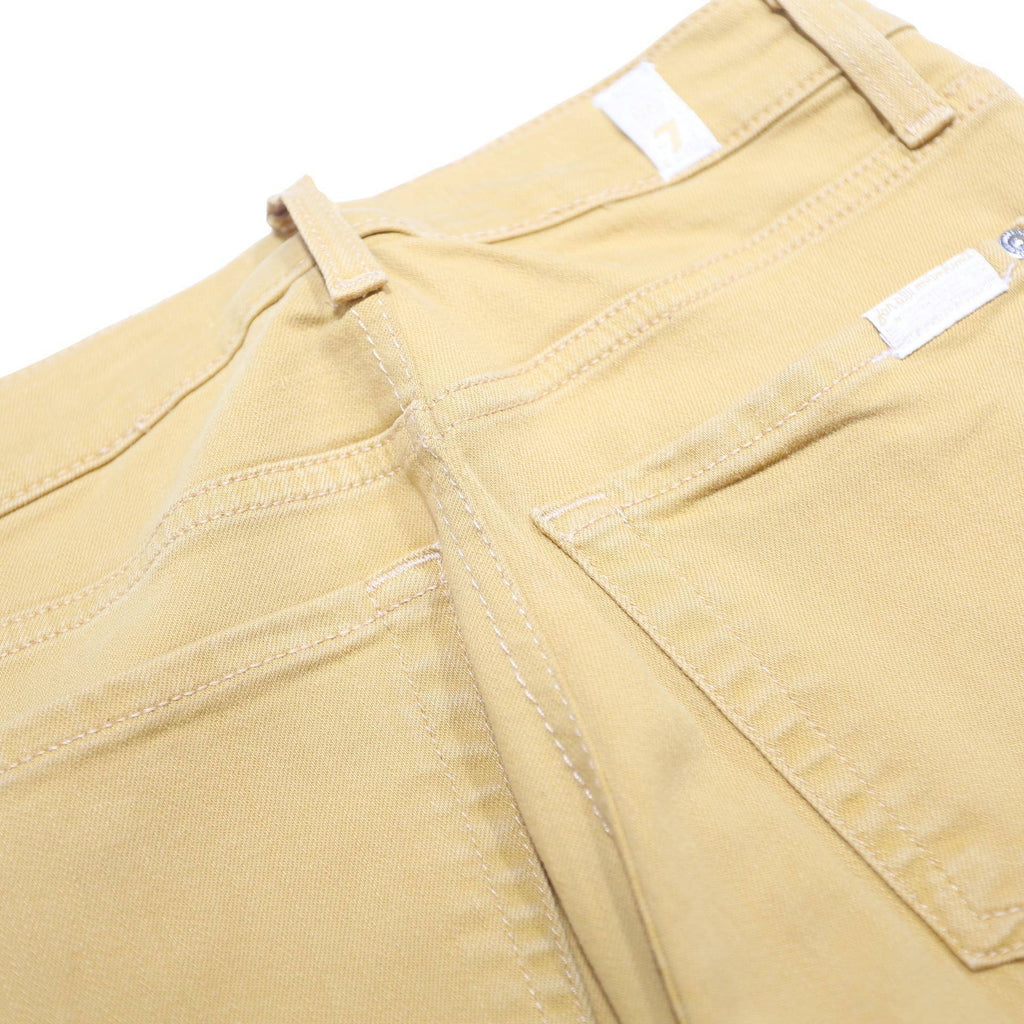 7 FOR ALL MANKIND Womens Relaxed Yellow Cotton Blend Jeans W23 L26 Wide Leg Zip