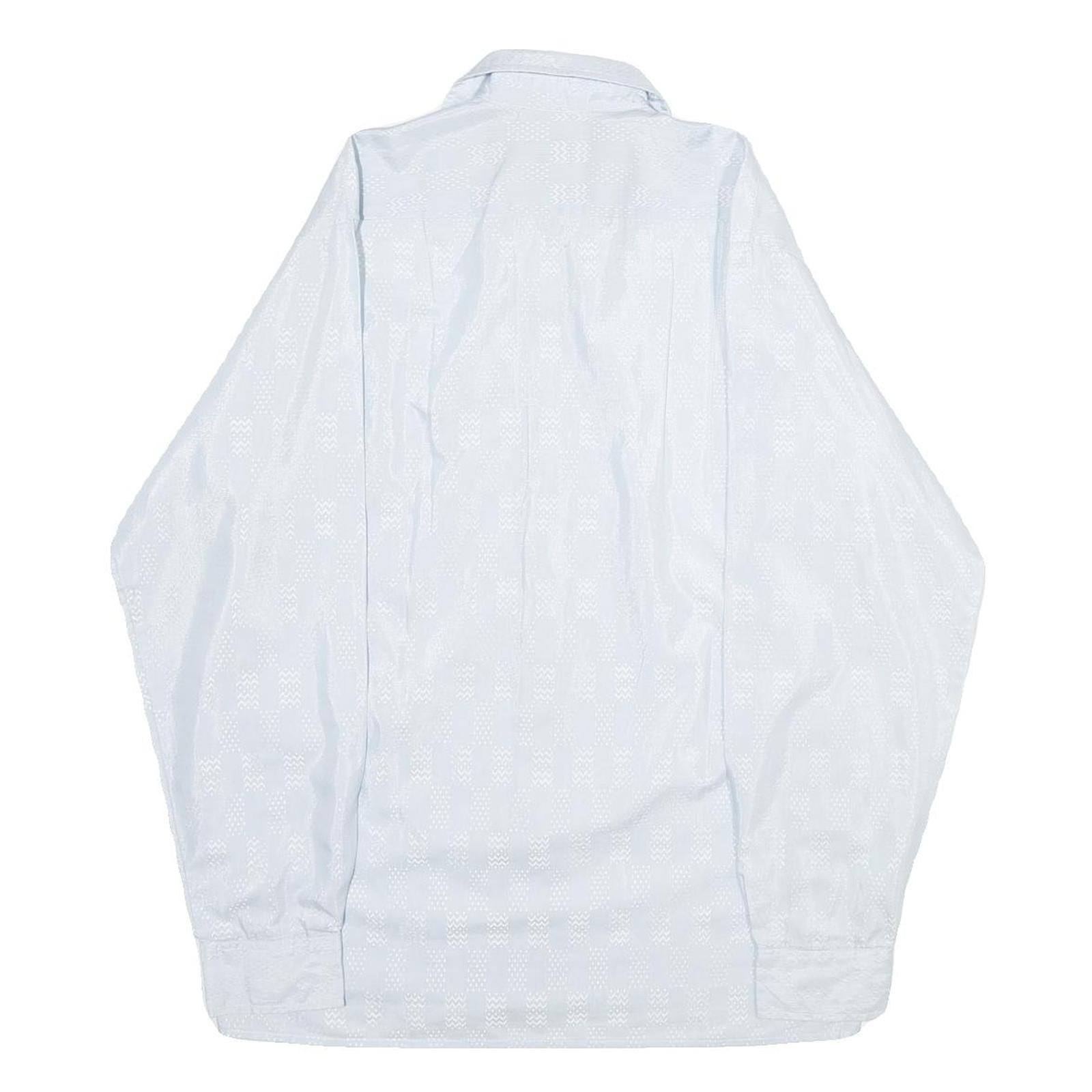 HIM Mens White Patterned Shirt S Long Sleeve Cotton Blend Button Up Casual