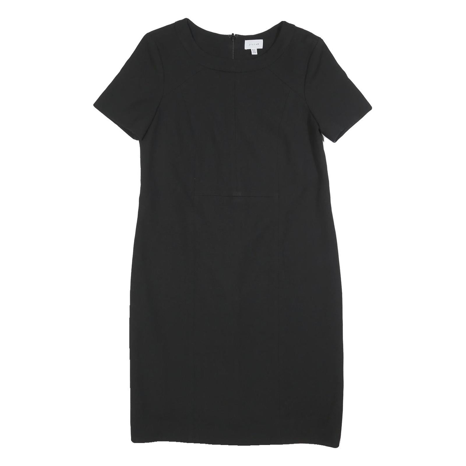 JIGSAW Womens Black Shift Dress Polyester Blend Short Sleeve UK 12 Classic