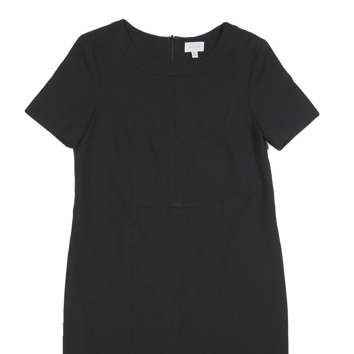 JIGSAW Womens Black Shift Dress Polyester Blend Short Sleeve UK 12 Classic