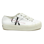 CALVIN KLEIN JEANS Womens Lace-Up Trainers White Leather UK 7 Platform Casual