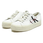 CALVIN KLEIN JEANS Womens Lace-Up Trainers White Leather UK 7 Platform Casual