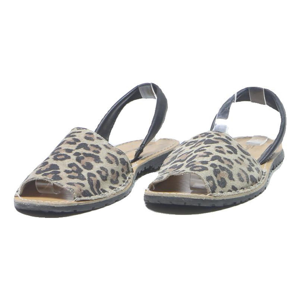 TAMARIS Womens Slingback Leopard Print Leather Sandals UK 3 Summer Casual