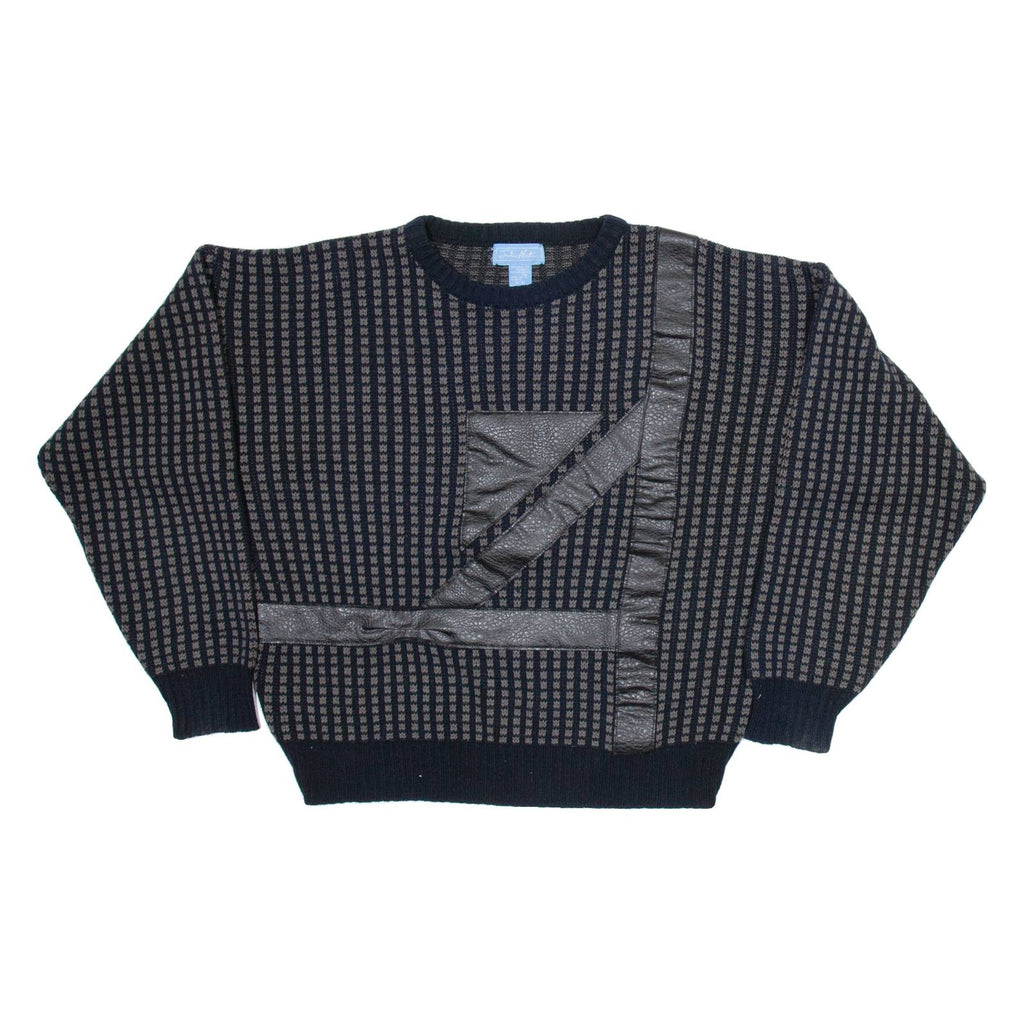 JULIO MATI Mens Patterned Jumper Black Geometric Tight Knit M