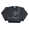 JULIO MATI Mens Patterned Jumper Black Geometric Tight Knit M