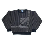 JULIO MATI Mens Patterned Jumper Black Geometric Tight Knit M