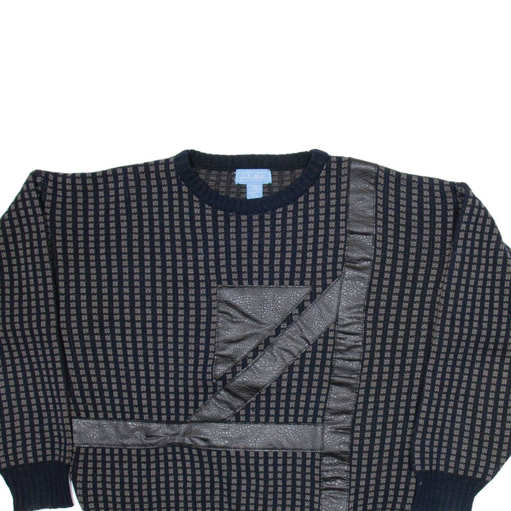 JULIO MATI Mens Patterned Jumper Black Geometric Tight Knit M