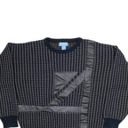 JULIO MATI Mens Patterned Jumper Black Geometric Tight Knit M