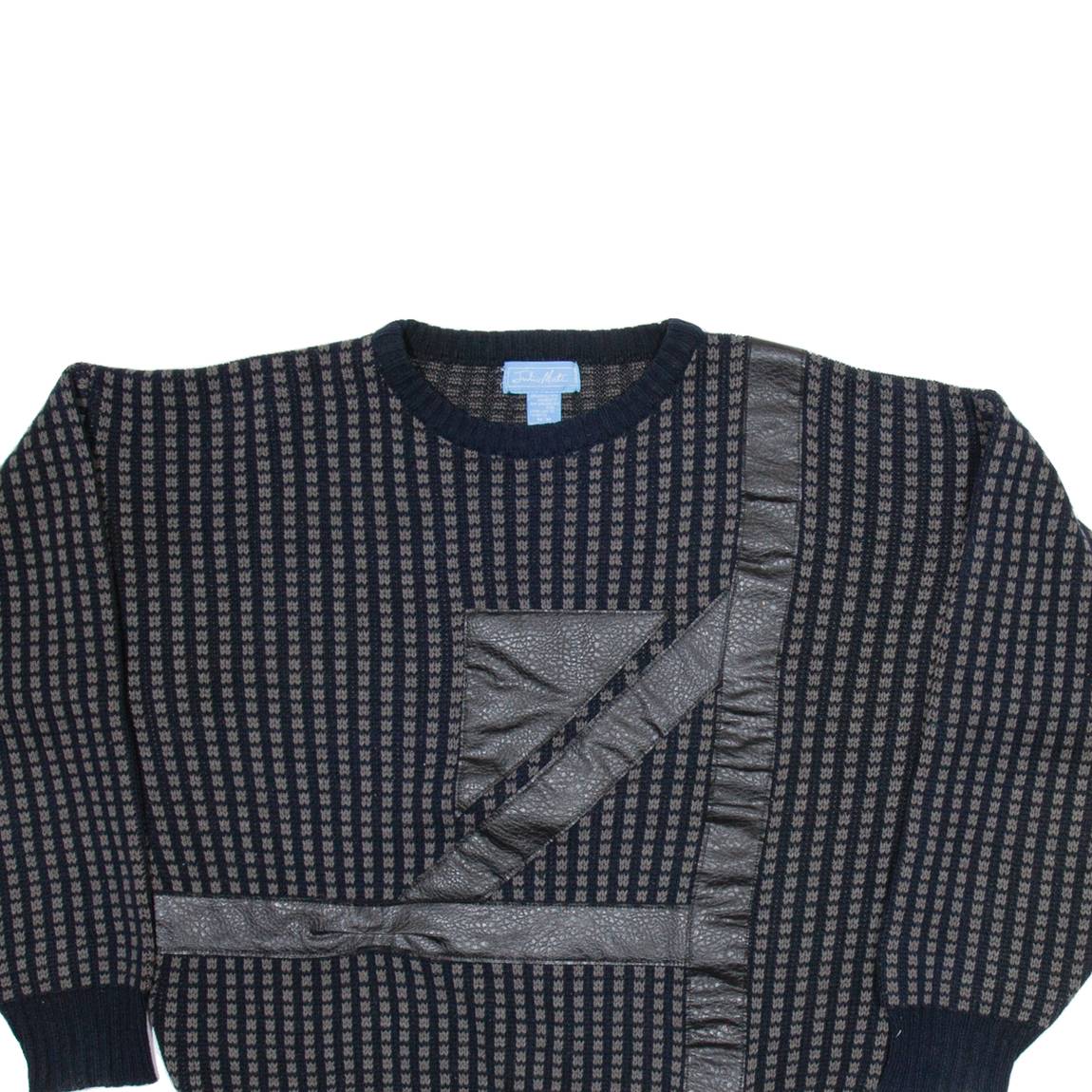 JULIO MATI Mens Patterned Jumper Black Geometric Tight Knit M
