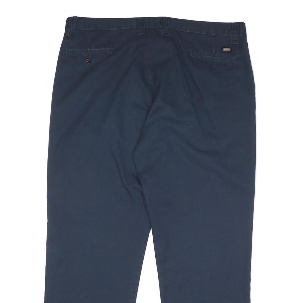 DICKIES Mens Cotton Blend Navy Classic Straight Trousers W42 L31 Workwear Zip