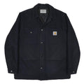 CARHARTT WIP Mens Black Wool Blend Workwear Jacket L Woven Zip Point Collar