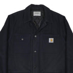 CARHARTT WIP Mens Black Wool Blend Workwear Jacket L Woven Zip Point Collar