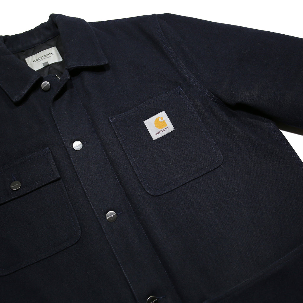 CARHARTT WIP Mens Black Wool Blend Workwear Jacket L Woven Zip Point Collar