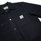 CARHARTT WIP Mens Black Wool Blend Workwear Jacket L Woven Zip Point Collar