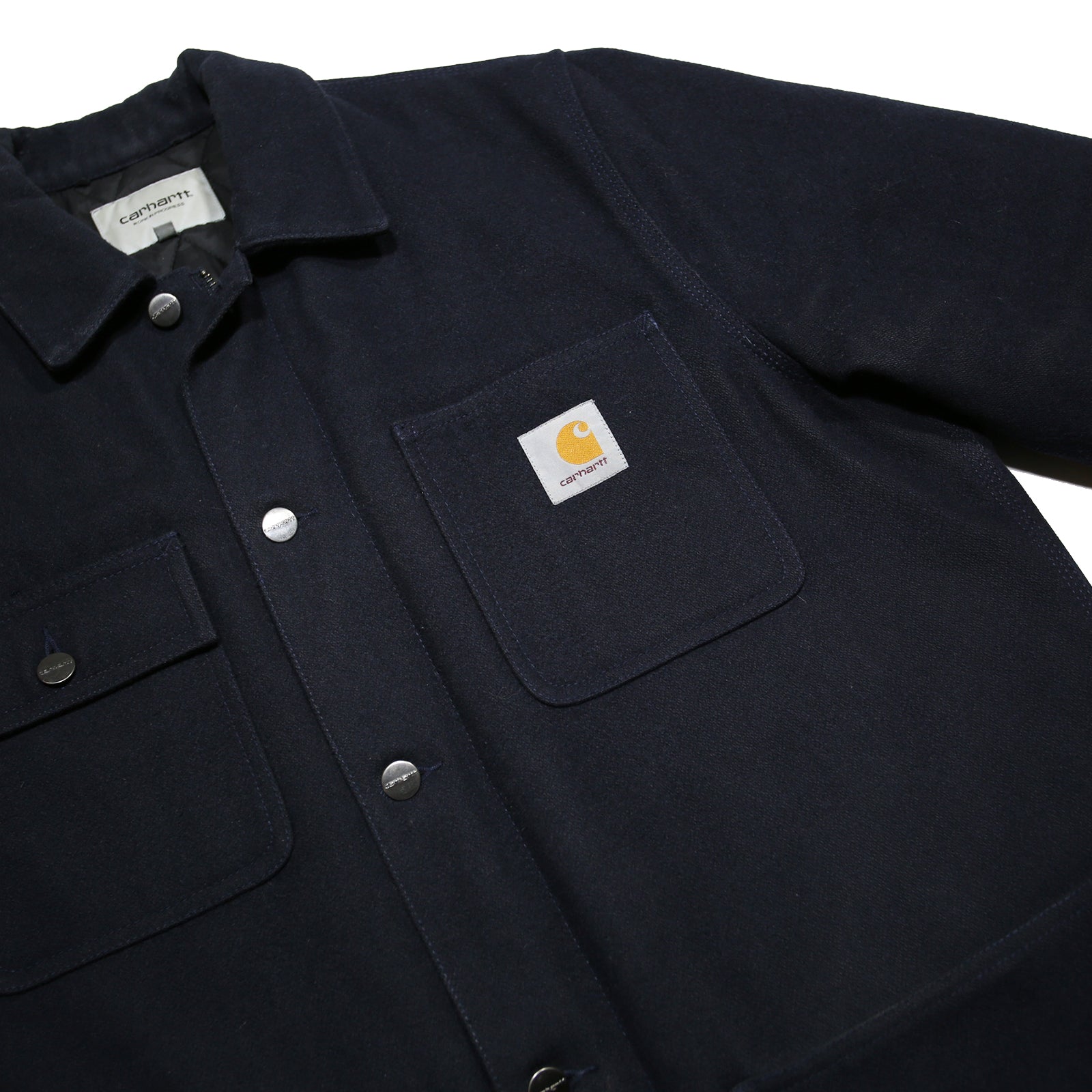 CARHARTT WIP Mens Black Wool Blend Workwear Jacket L Woven Zip Point Collar