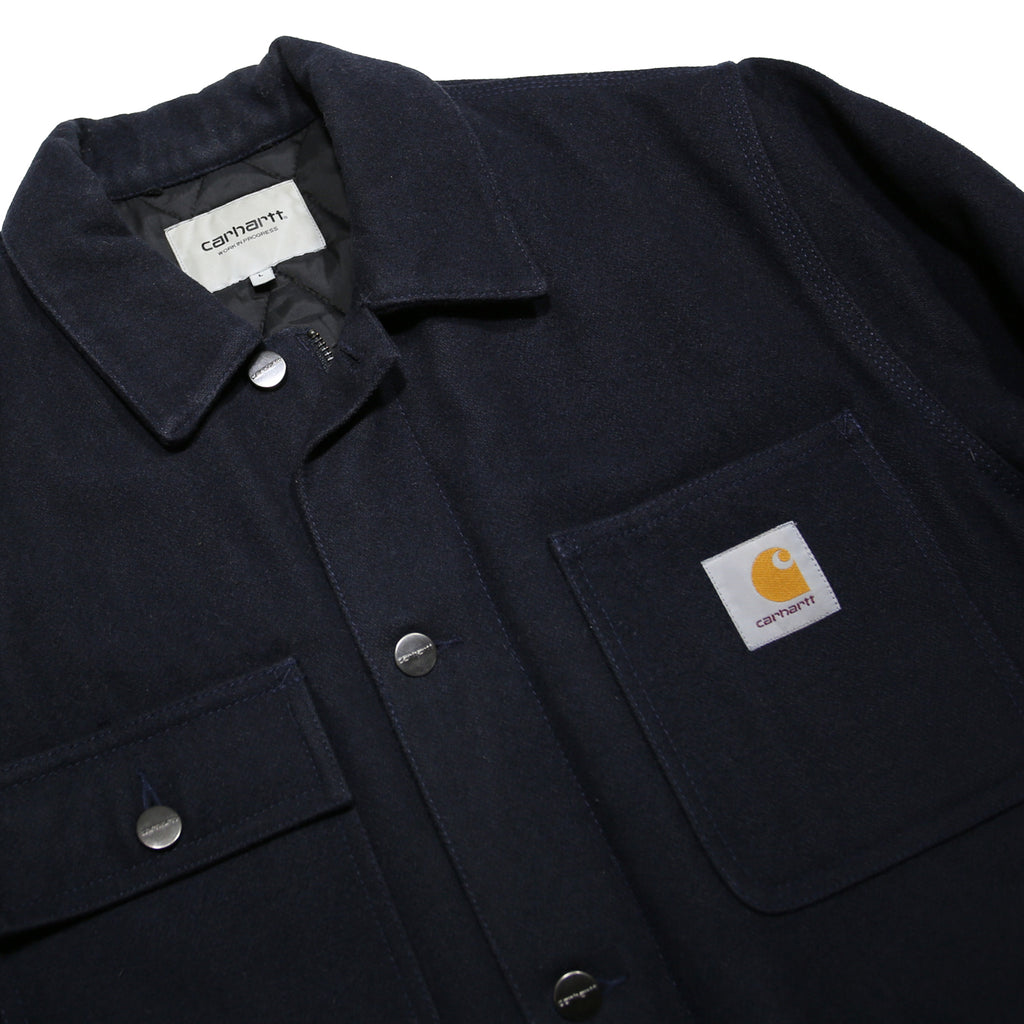 CARHARTT WIP Mens Black Wool Blend Workwear Jacket L Woven Zip Point Collar