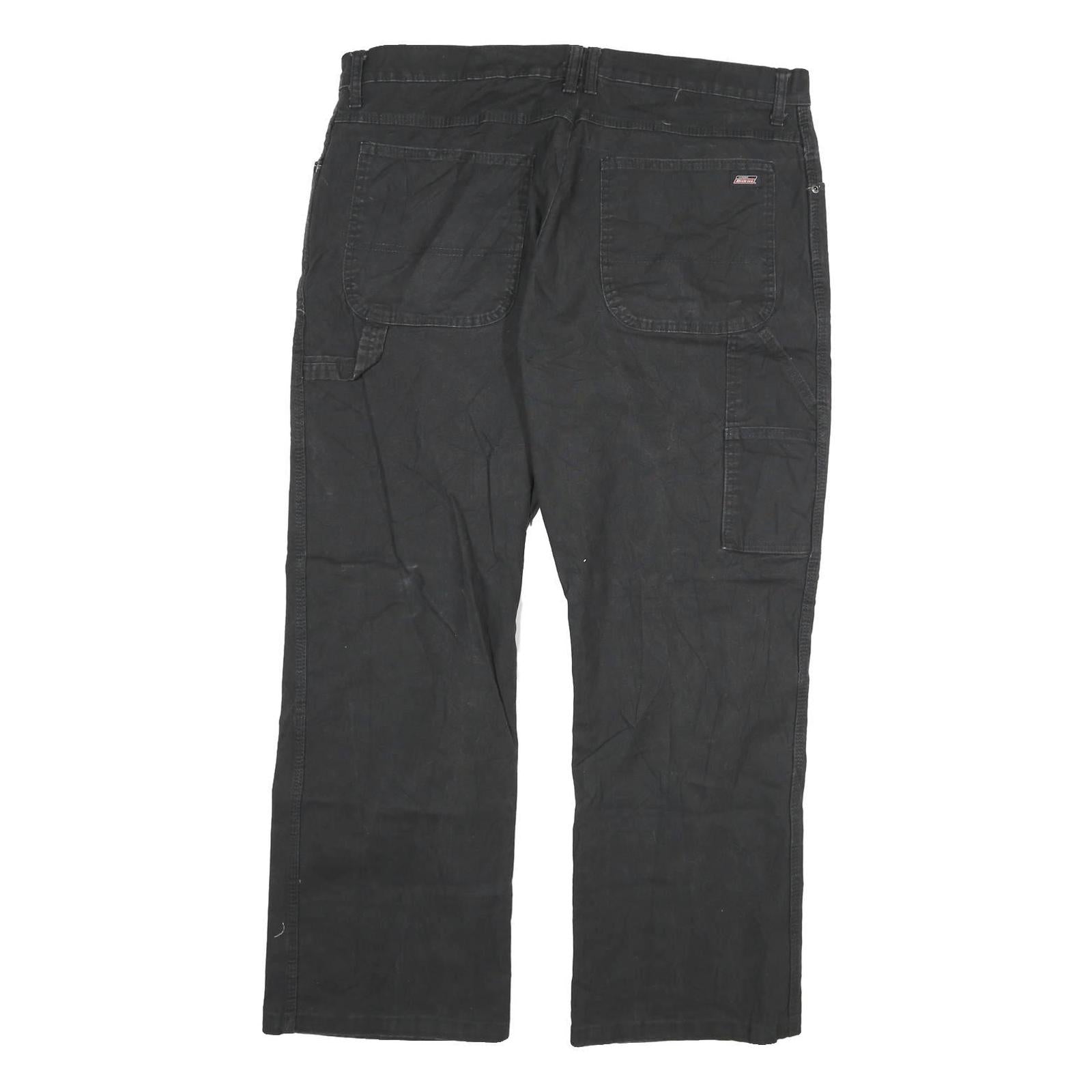 DICKIES Mens Cotton Blend Black Regular Straight Trousers W38 L28 Workwear