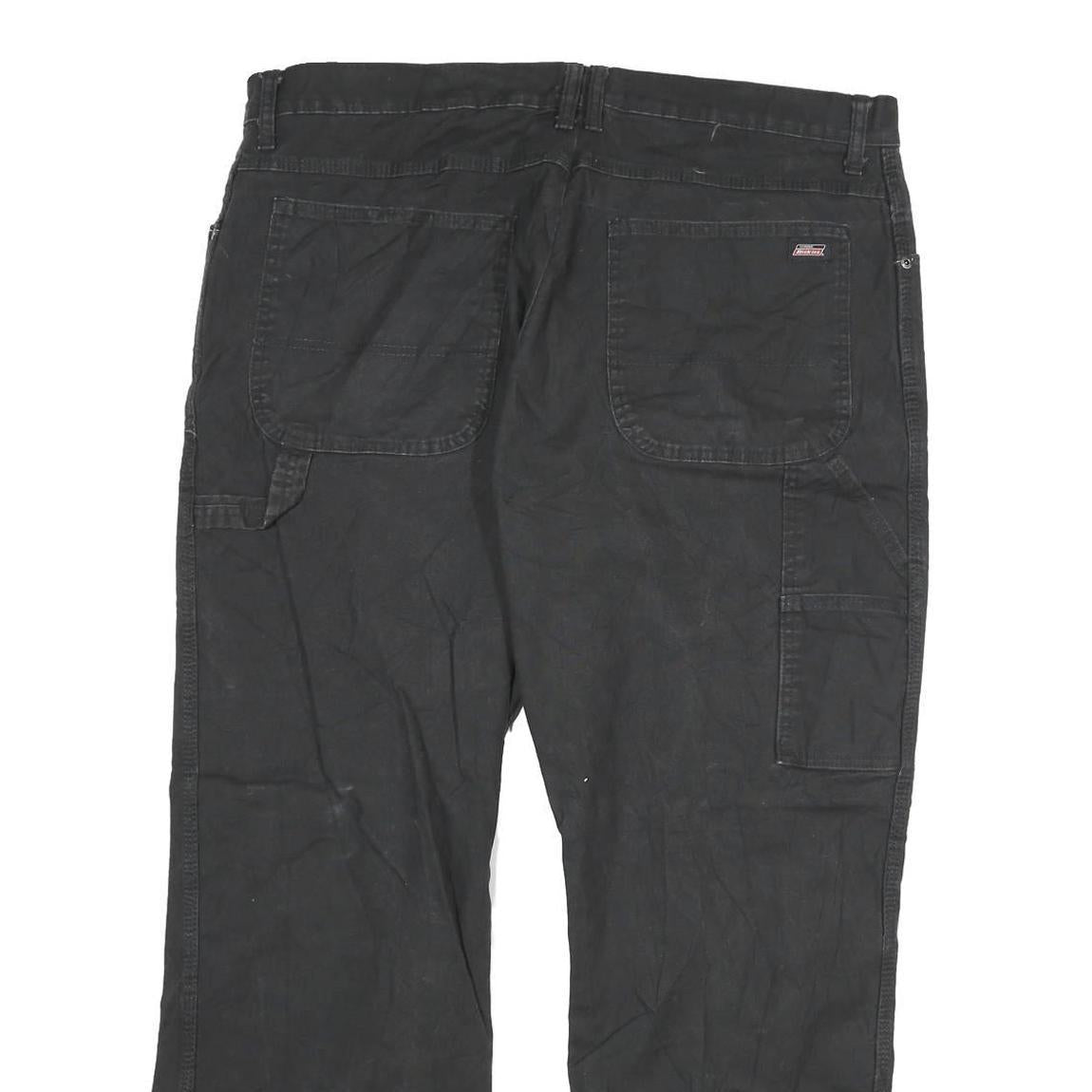 DICKIES Mens Cotton Blend Black Regular Straight Trousers W38 L28 Workwear