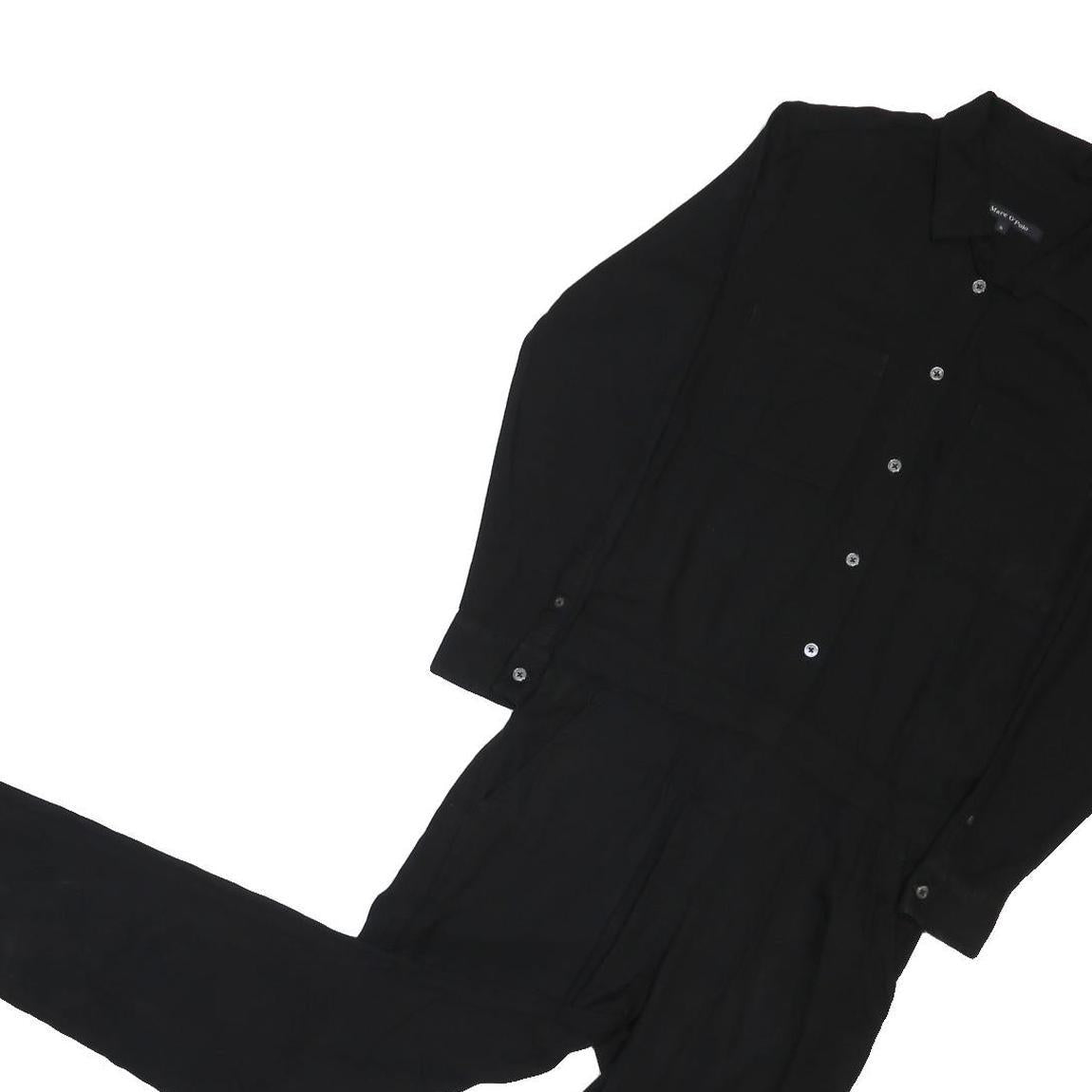 MARC O'POLO Womens Black Playsuit Viscose M Button Front Long Sleeve Casual