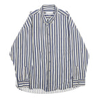 TRIBUTE Mens Blue Beige Stripe Shirt XL Cotton Long Sleeve Casual Buttoned