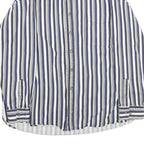 TRIBUTE Mens Blue Beige Stripe Shirt XL Cotton Long Sleeve Casual Buttoned