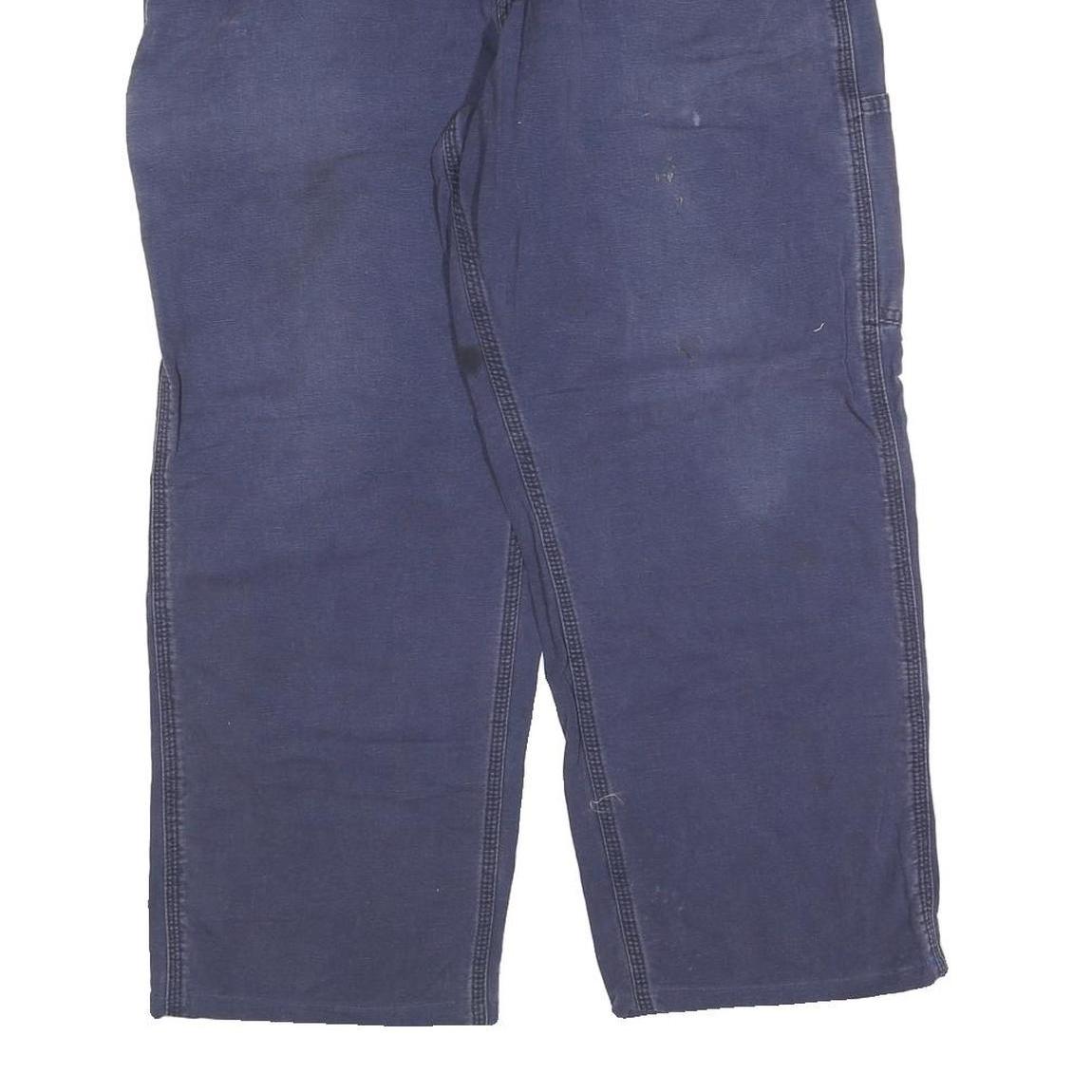 CARHARTT Mens Cotton Blend Navy Blue Relaxed Leg Trousers W36 L26 Workwear