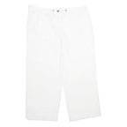 Womens White Regular Fit Drawstring Cotton Blend Trousers W34 L26 Casual Summer