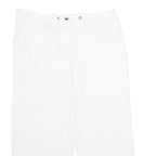 Womens White Regular Fit Drawstring Cotton Blend Trousers W34 L26 Casual Summer