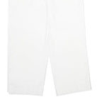 Womens White Regular Fit Drawstring Cotton Blend Trousers W34 L26 Casual Summer