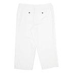 Womens White Regular Fit Drawstring Cotton Blend Trousers W34 L26 Casual Summer