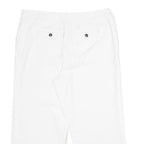 Womens White Regular Fit Drawstring Cotton Blend Trousers W34 L26 Casual Summer