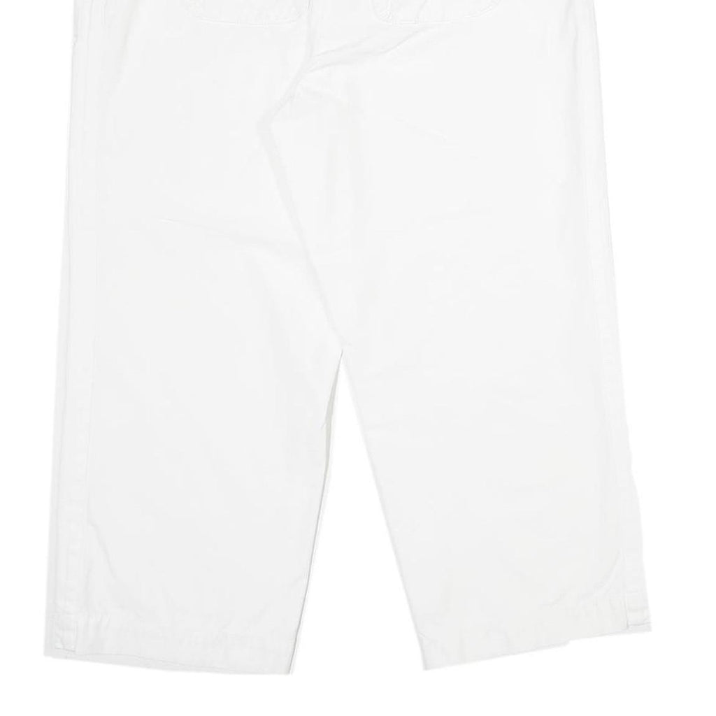 Womens White Regular Fit Drawstring Cotton Blend Trousers W34 L26 Casual Summer