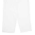 Womens White Regular Fit Drawstring Cotton Blend Trousers W34 L26 Casual Summer