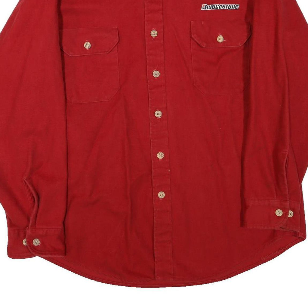 MWG Mens Red Button Jacket M Cotton Blend Plain Classic Workwear Shirt