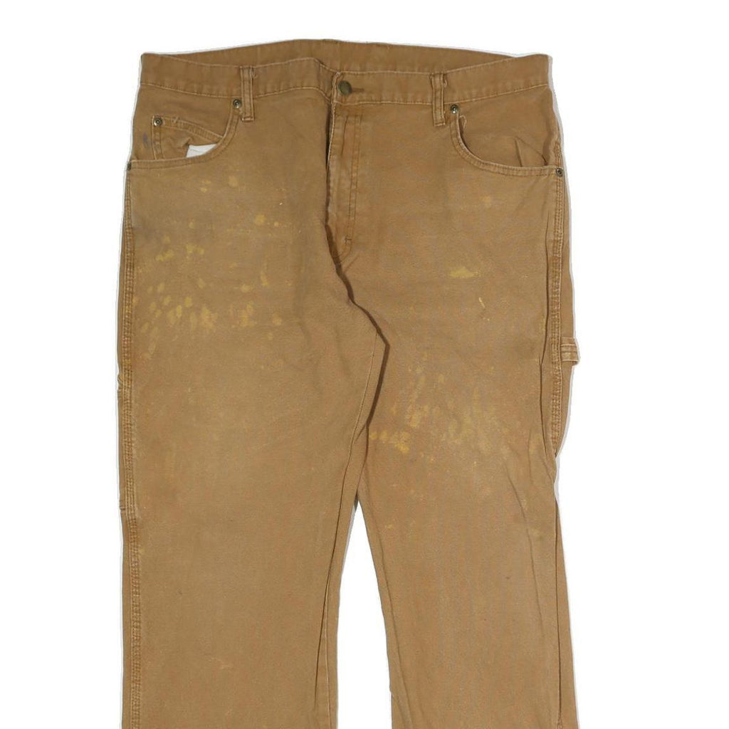 DICKIES Mens Cotton Regular Straight Brown Workwear Trousers W36 L30
