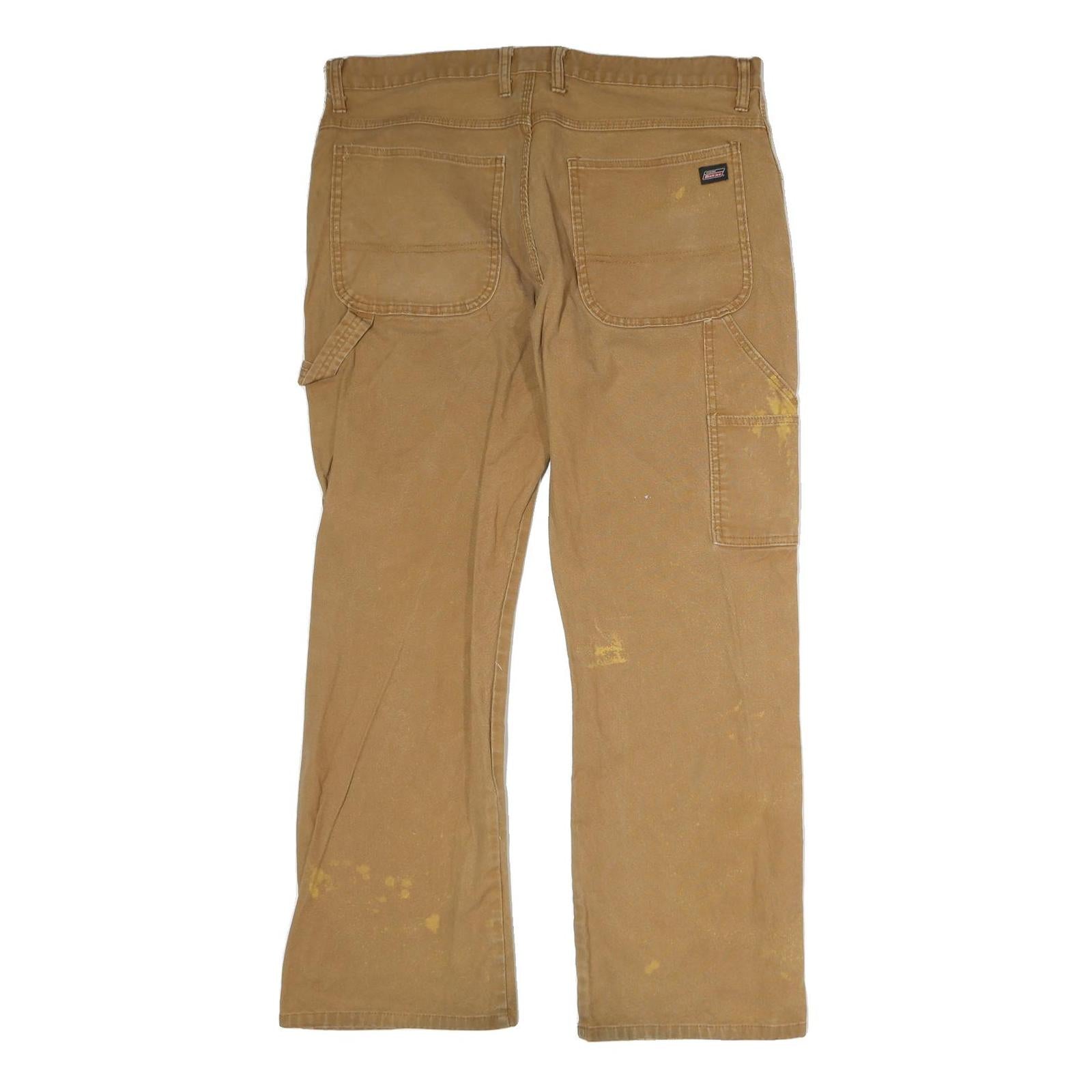 DICKIES Mens Cotton Regular Straight Brown Workwear Trousers W36 L30