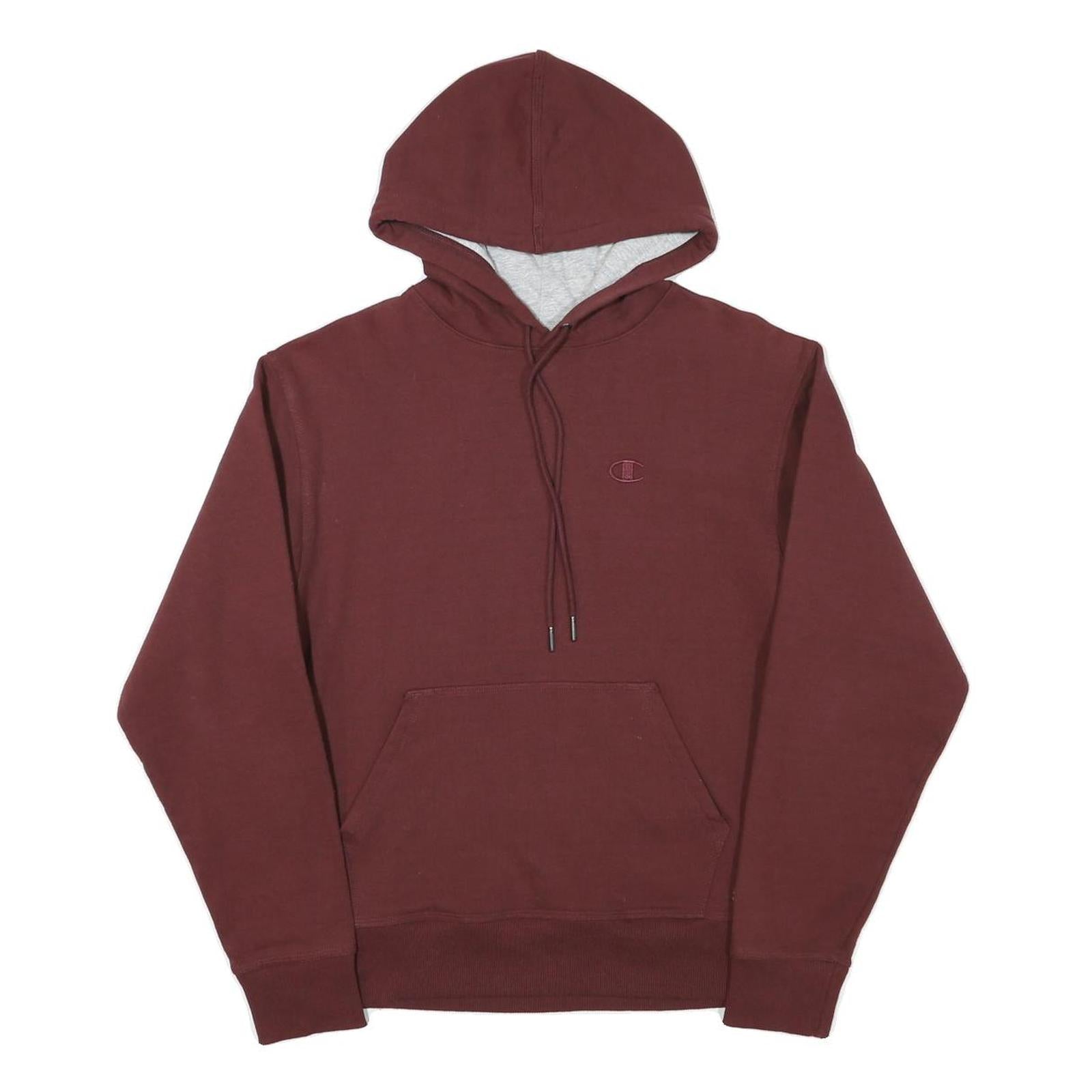 CHAMPION Mens Maroon Pullover Hoodie S Cotton Blend Drawstring Hood Casual
