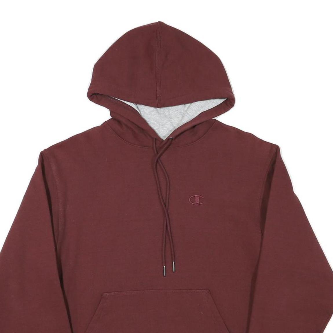 CHAMPION Mens Maroon Pullover Hoodie S Cotton Blend Drawstring Hood Casual