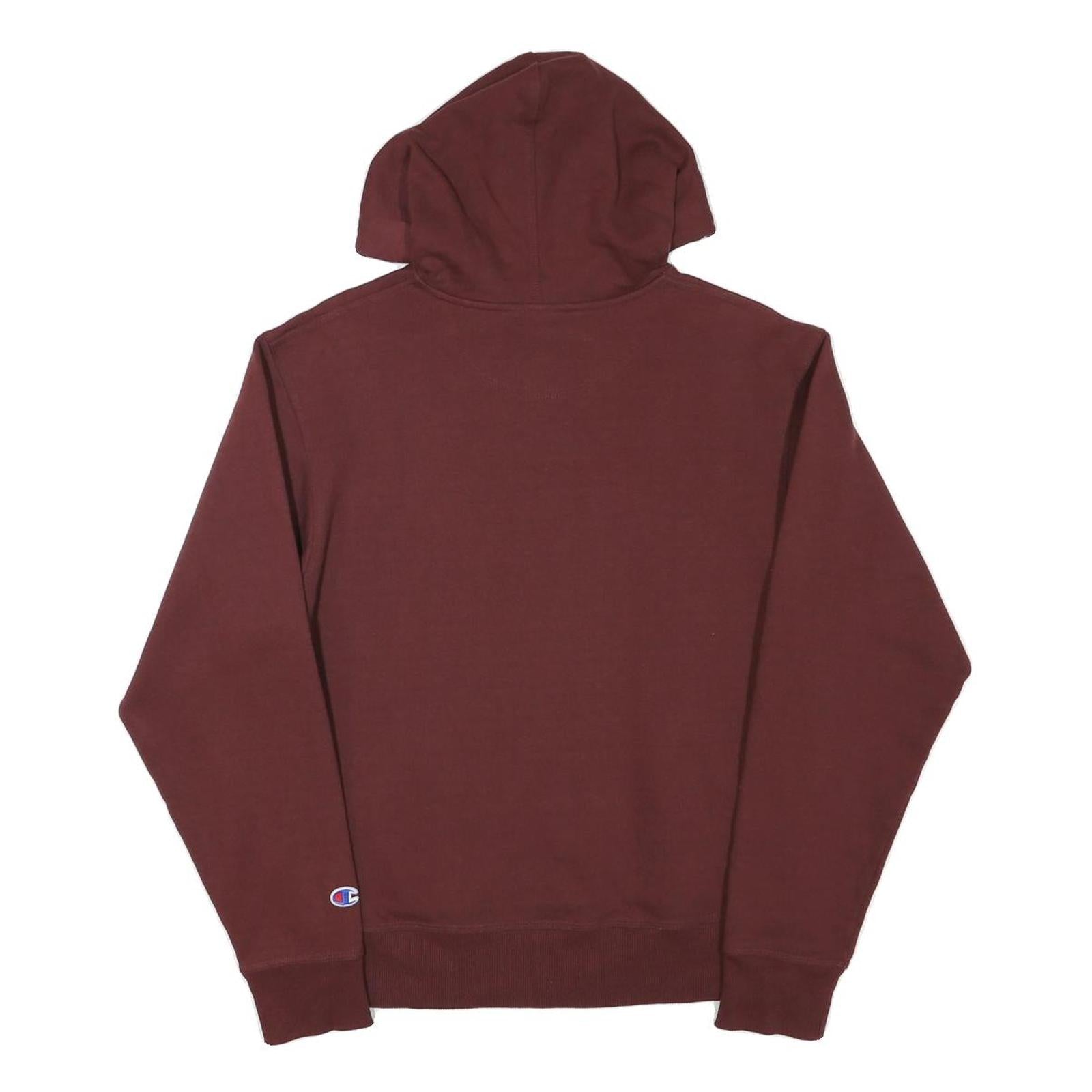 CHAMPION Mens Maroon Pullover Hoodie S Cotton Blend Drawstring Hood Casual