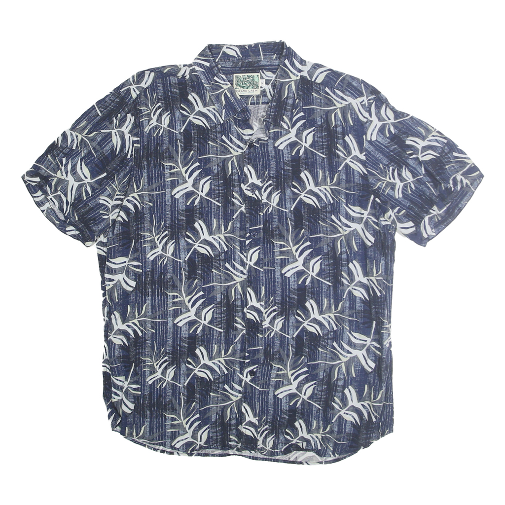 ISLAND CREW Mens Blue & White Pattern Rayon Shirt XL Casual Summer Beachwear