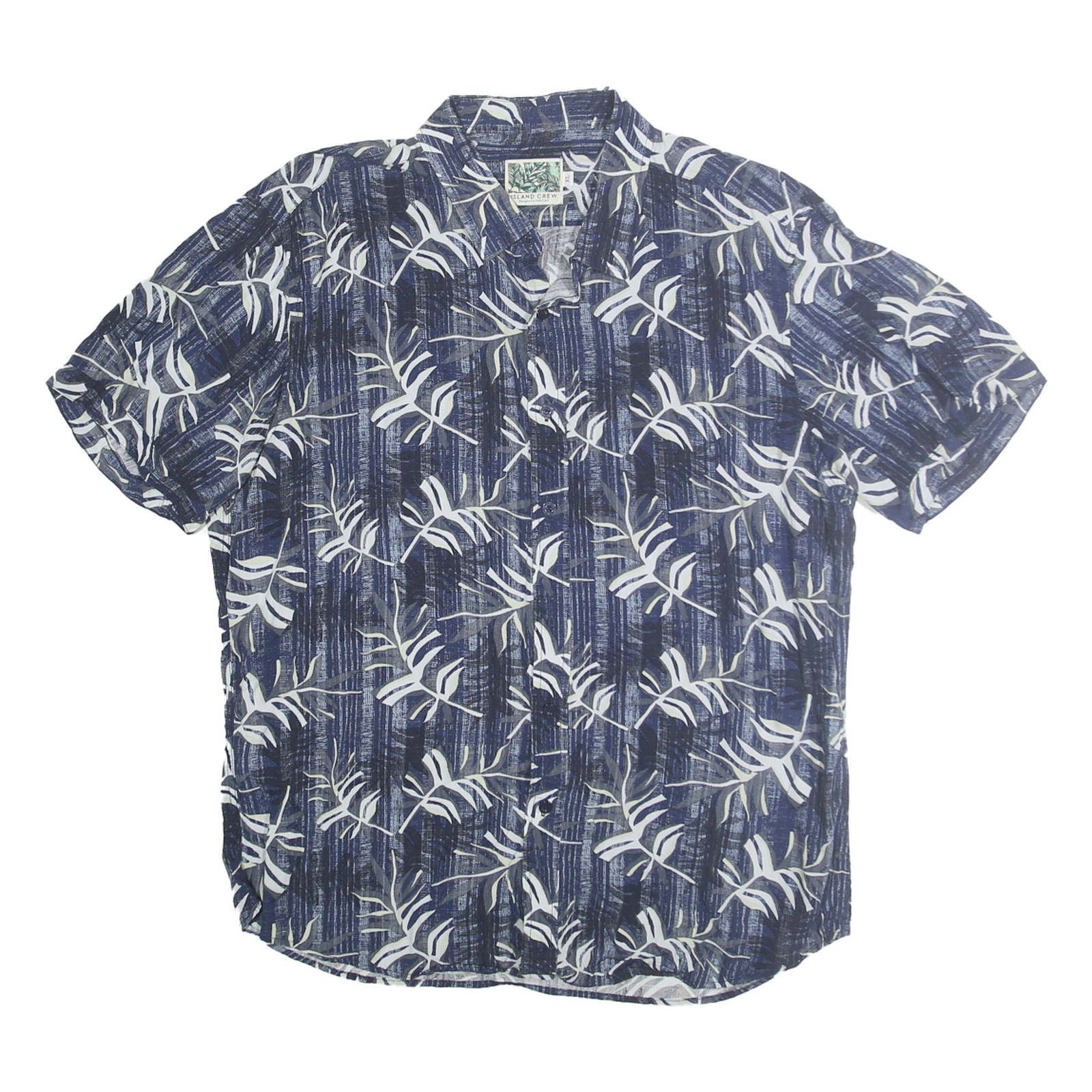 ISLAND CREW Mens Blue & White Pattern Rayon Shirt XL Casual Summer Beachwear