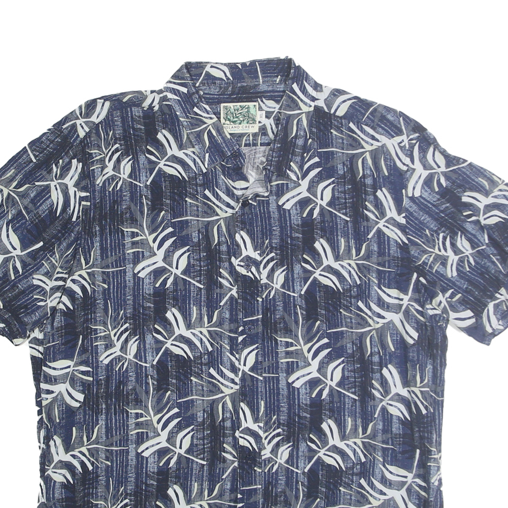ISLAND CREW Mens Blue & White Pattern Rayon Shirt XL Casual Summer Beachwear