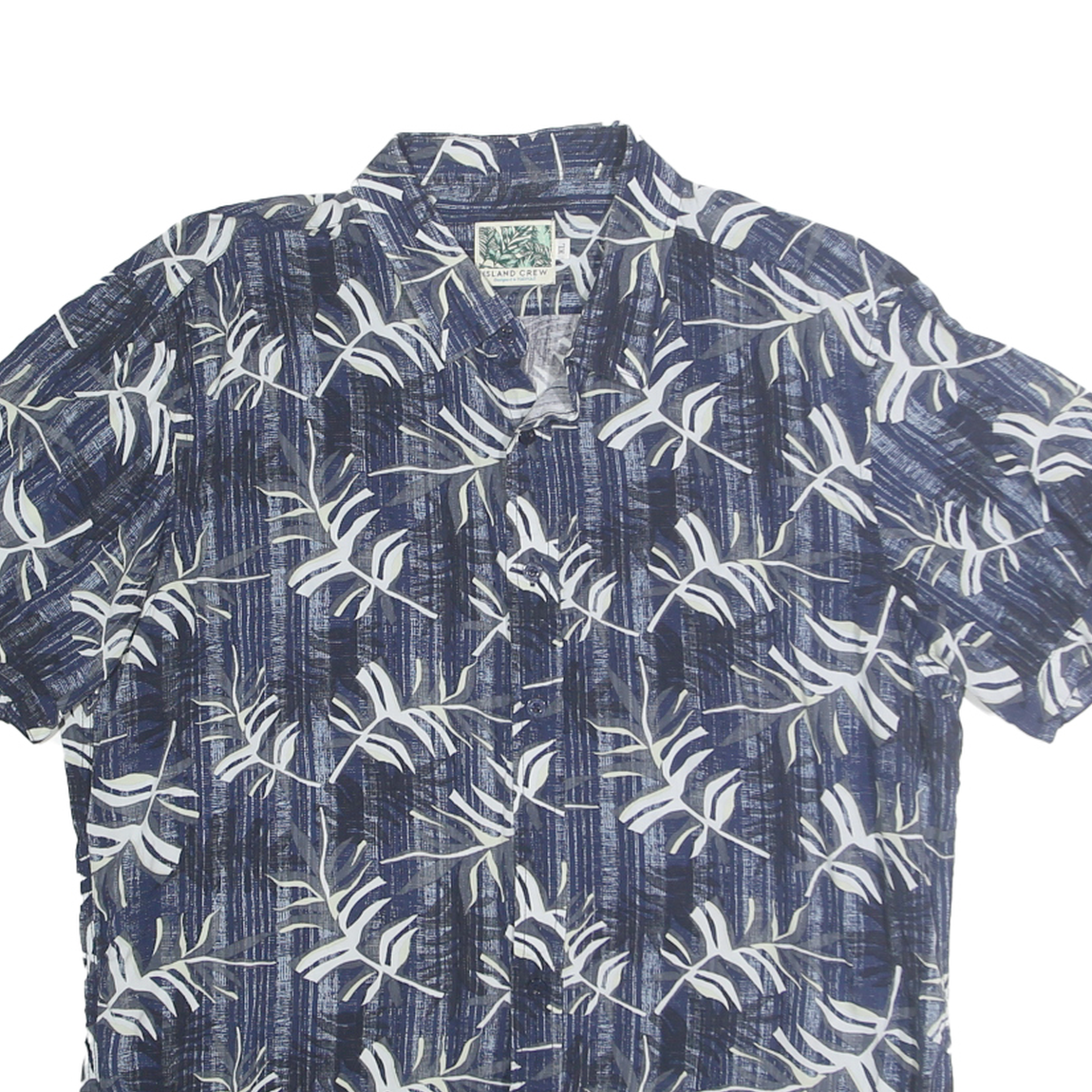 ISLAND CREW Mens Blue & White Pattern Rayon Shirt XL Casual Summer Beachwear