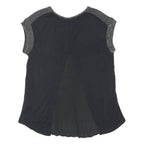 OASIS Womens Black Green Tropical Print Top Sleeveless Round Neck M Glitter Trim