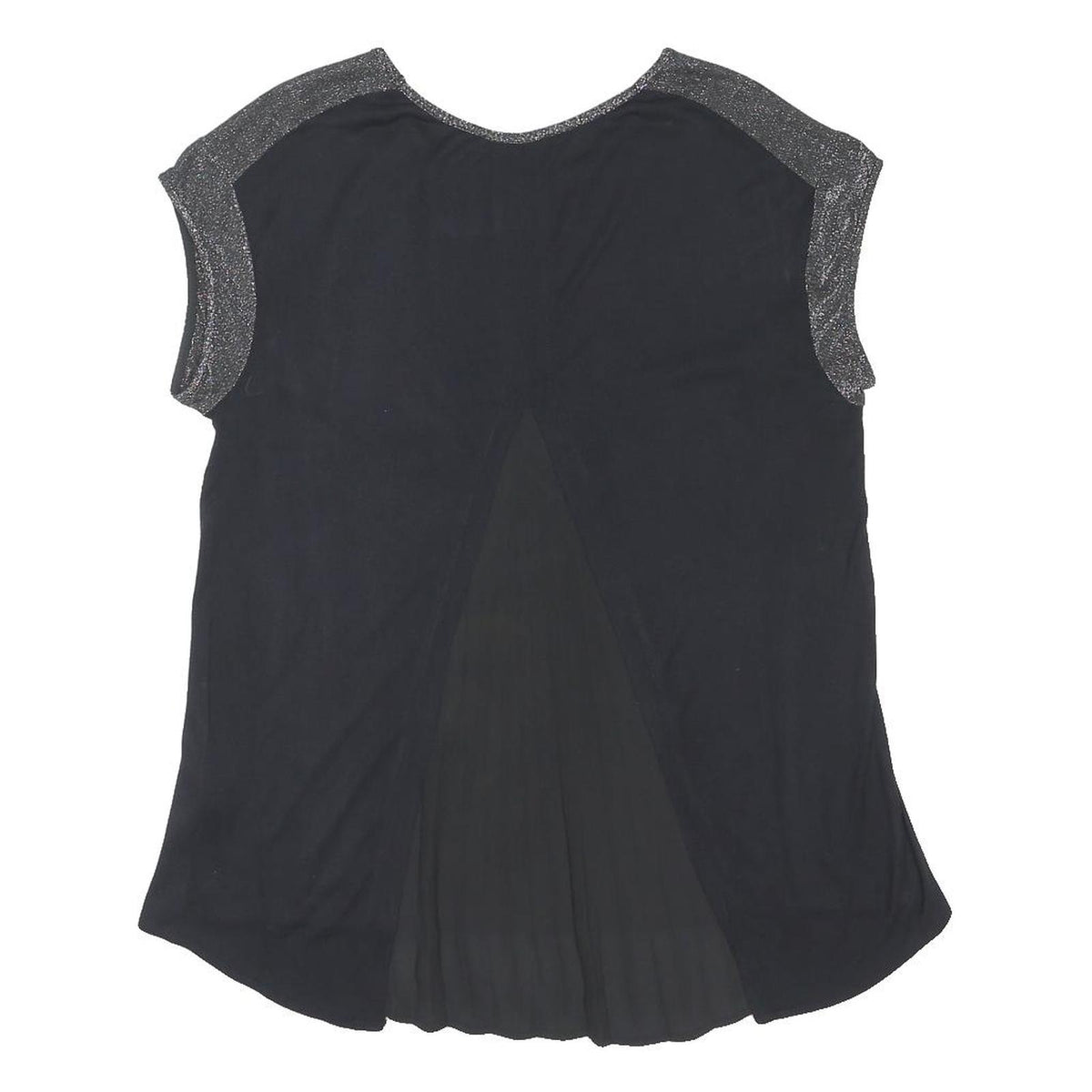 OASIS Womens Black Green Tropical Print Top Sleeveless Round Neck M Glitter Trim