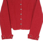 Womens Red Button Jacket S Polyester Blend Plain Elegant Floral Embroidery